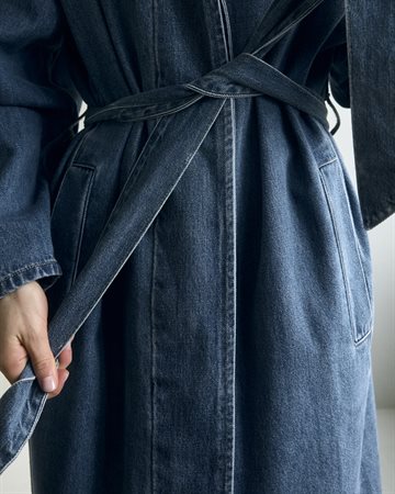 Object - Trinna Ls Denim Trenchcoat - Medium Blue Denim